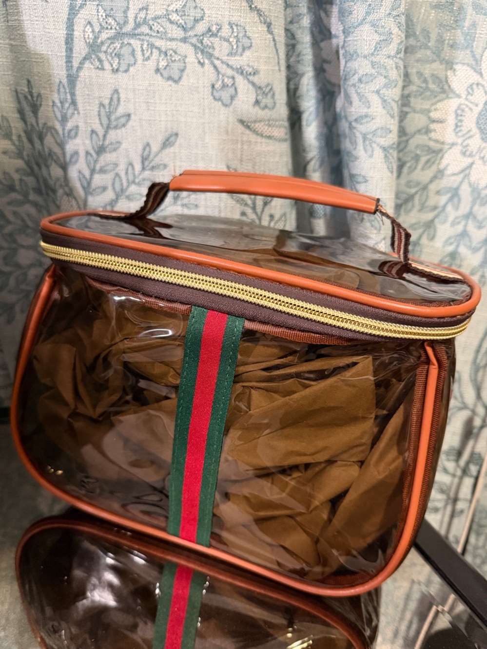 Brown Clear Vinyl Cosmetic Bag luxury inspired